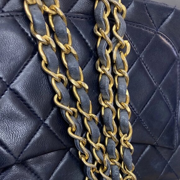 CHANEL CC Logo Mini Matelasse Chain Shoulder Bag Leather Blue GHW 373RL397 - Picture 9 of 16